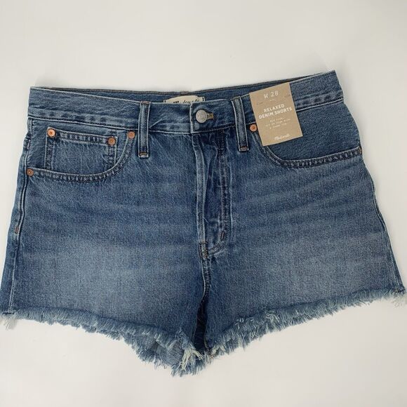 Madewell Denim Shorts Womens Size 28 Relaxed Mid Length Medium Wash Button Jean - Picture 5 of 12